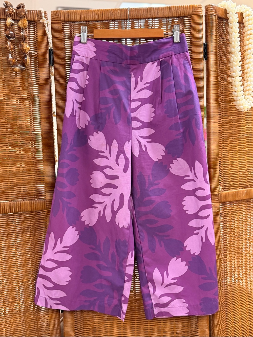 Laha’ole Purple Floral Wide-Leg Palazzo Pants